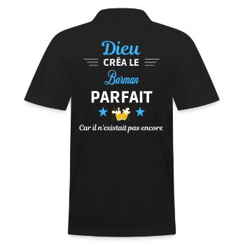 dieu créa parfait humour de bureau Barman - Polo Homme - noir - Dos - Kai (181cm)