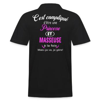 c'est compliqué princesse et masseuse - Polo Homme - noir - Dos - Kai (181cm)