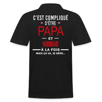 papa Et NORMAND cadeau citation - Polo Homme - noir - Dos - Kai (181cm)