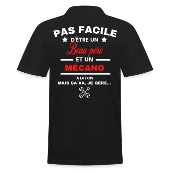 pas facile d'être Mécano et Beau-père - Polo Homme - noir - Dos - Kai (181cm)