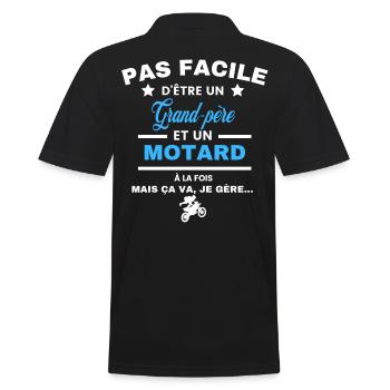 pas facile d'être motard et Grand-père - Polo Homme - noir - Dos - Kai (181cm)