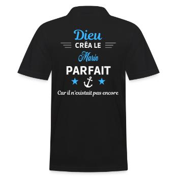 dieu créa parfait humour de bureau Marin - Polo Homme - noir - Dos - Kai (181cm)