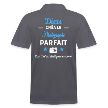 dieu créa parfait humour de bureau Photographe - Polo Homme - charbon - Dos - Nico (186cm)
