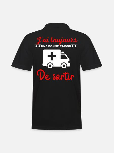 J'ai toujours une bonne raison de sortir ambulance - Polo Homme - noir