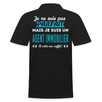 Je ne suis pas parfait AGENT IMMOBILIER - Polo Homme - noir - Dos - Kai (181cm)
