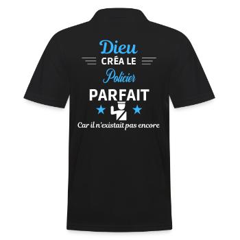 dieu créa parfait humour de bureau Policier - Polo Homme - noir - Dos - Kai (181cm)