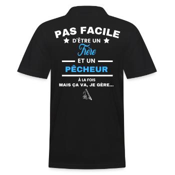pas facile d'être pêcheur et Frère - Polo Homme - noir - Dos - Kai (181cm)