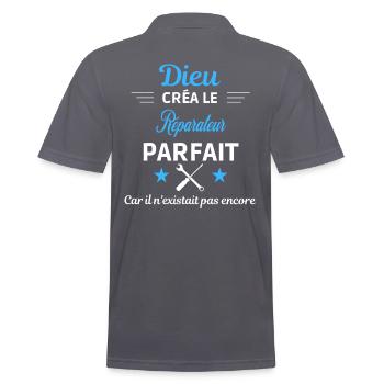 dieu créa parfait humour de bureau Réparateur - Polo Homme - charbon - Dos - Nico (186cm)