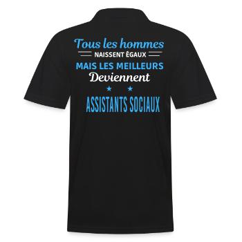 tous les hommes naissent égaux Assistants sociaux - Polo Homme - noir - Dos - Kai (181cm)