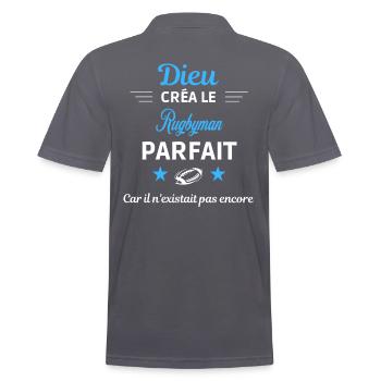 dieu créa parfait humour de bureau Rugbyman - Polo Homme - charbon - Dos - Nico (186cm)