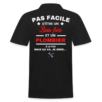 pas facile d'être plombier et Beau-frère - Polo Homme - noir - Dos - Kai (181cm)
