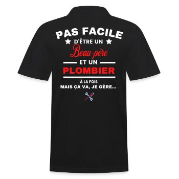 pas facile d'être plombier et Beau-père - Polo Homme - noir - Dos - Kai (181cm)