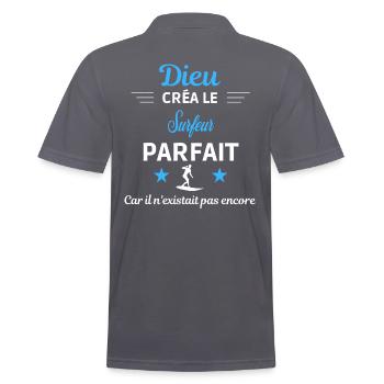 dieu créa parfait humour de bureau Surfeur - Polo Homme - charbon - Dos - Nico (186cm)