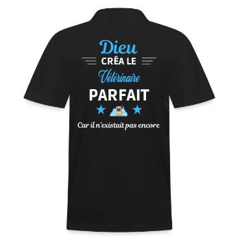 dieu créa parfait humour de bureau Vétérinaire - Polo Homme - noir - Dos - Kai (181cm)