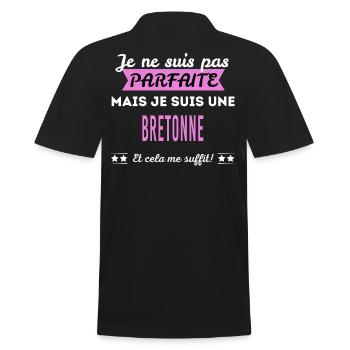 Je ne suis pas parfaite Bretonne - Polo Homme - noir - Dos - Kai (181cm)