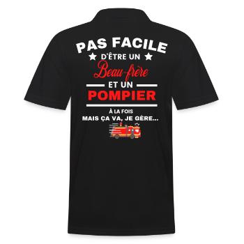 pas facile d'être POMPIER et Beau-frère - Polo Homme - noir - Dos - Kai (181cm)