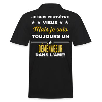 Je suis peut-être vieux DÉMÉNAGEUR - Polo Homme - noir - Dos - Kai (181cm)
