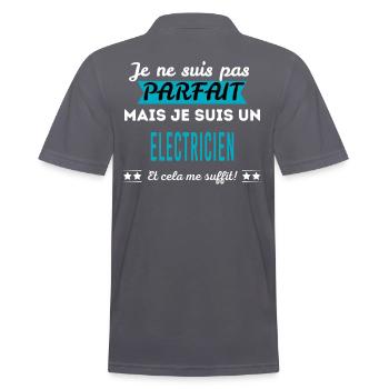 Je ne suis pas parfait ELECTRICIEN - Polo Homme - charbon - Dos - Nico (186cm)