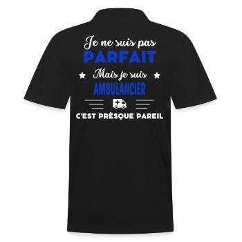 je ne suis pas parfait idée de cadeau Ambulancier - Polo Homme - noir - Dos - Kai (181cm)