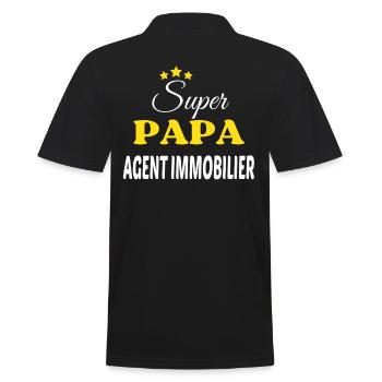 Super Papa AGENT IMMOBILIER ANNIVERSAIRE - Polo Homme - noir - Dos - Kai (181cm)