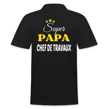 Super Papa CHEF DE TRAVAUX ANNIVERSAIRE - Polo Homme - noir - Dos - Kai (181cm)