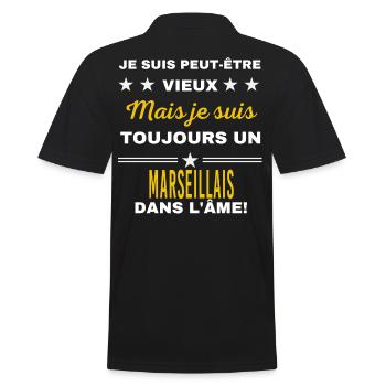 Je suis peut-être vieux MARSEILLAIS - Polo Homme - noir - Dos - Kai (181cm)