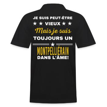Je suis peut-être vieux MONTPELLIÉRAIN - Polo Homme - noir - Dos - Kai (181cm)