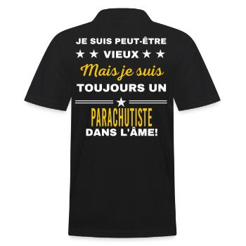 Je suis peut-être vieux PARACHUTISTE - Polo Homme - noir - Dos - Kai (181cm)