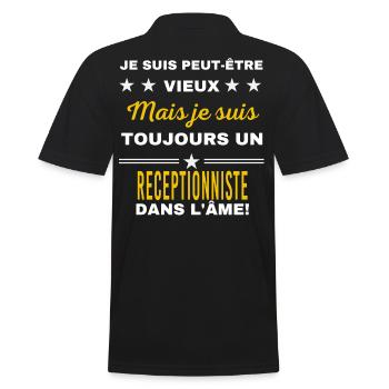 Je suis peut-être vieux RECEPTIONNISTE - Polo Homme - noir - Dos - Kai (181cm)