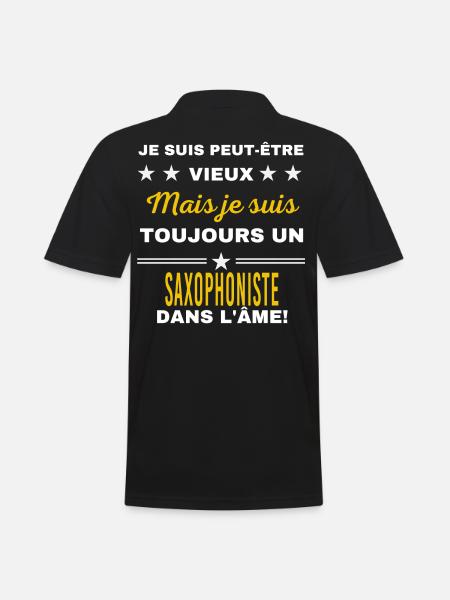 Je suis peut-être vieux SAXOPHONISTE - Polo Homme - noir