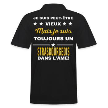 Je suis peut-être vieux STRASBOURGEOIS - Polo Homme - noir - Dos - Kai (181cm)