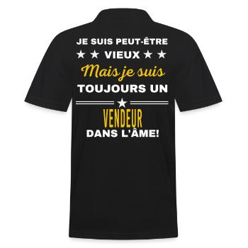 Je suis peut-être vieux VENDEUR - Polo Homme - noir - Dos - Kai (181cm)