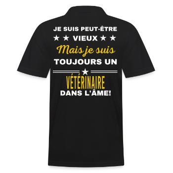 Je suis peut-être vieux VÉTÉRINAIRE - Polo Homme - noir - Dos - Kai (181cm)