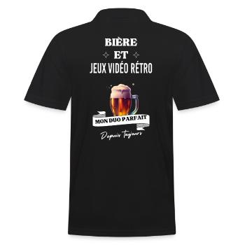 Bière Mon duo parfait depuis et jeux vidéo rétro - Polo Homme - noir - Dos - Kai (181cm)