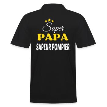 Super Papa SAPEUR POMPIER ANNIVERSAIRE - Polo Homme - noir - Dos - Kai (181cm)
