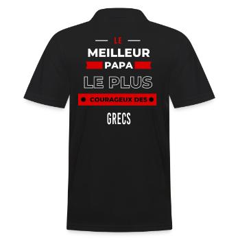 Le meilleur papa, le plus courageux des Grecs - Polo Homme - noir - Dos - Kai (181cm)