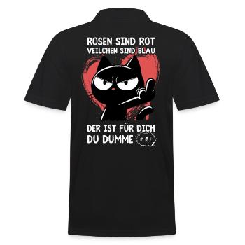 Mittelfinger-Katze – Mehr muss man nicht sagen - Männer Poloshirt - Schwarz - Hinten - Kai (181cm)