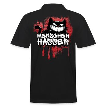 Menschenhasser Katze – Für alle, die ehrlich sind - Männer Poloshirt - Schwarz - Hinten - Kai (181cm)