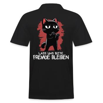 Lass unsFremde bleiben - Schwarze Katze Zynisch - Männer Poloshirt - Schwarz - Hinten - Kai (181cm)