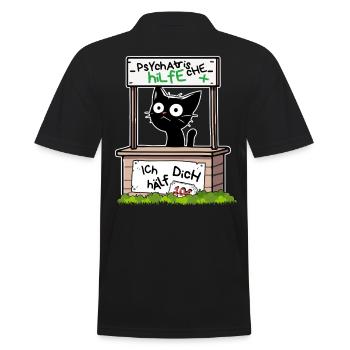 Psychatrische Hilfe IcH hAelf DicH - Lustige Katze - Männer Poloshirt - Schwarz - Hinten - Kai (181cm)