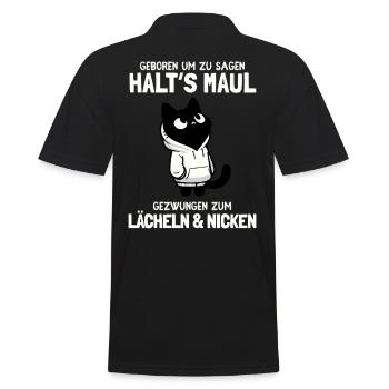 Geboren zu sagen Halt's Maul - Katze mit Hoodie - Männer Poloshirt - Schwarz - Hinten - Kai (181cm)