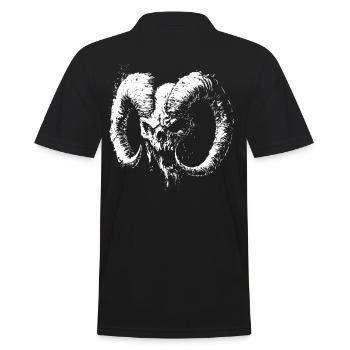 Demon Skull with Ram's Horns – Dark Art - Men's Polo Shirt - black - Back - Kai (181cm)