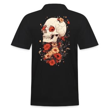 Skull with poppies and cracks - Men's Polo Shirt - black - Back - Kai (181cm)
