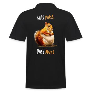 Was Nuss, das Nuss - Lustiger Eichhörnchen Spruch - Männer Poloshirt - Schwarz - Hinten - Kai (181cm)