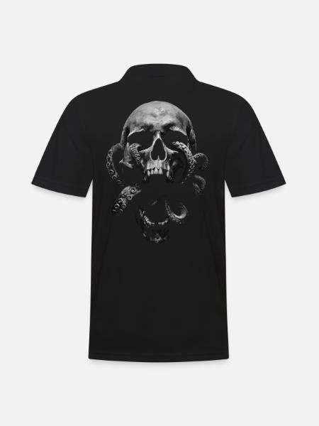 Skull with tentacles – dark gothic art - Men's Polo Shirt - black