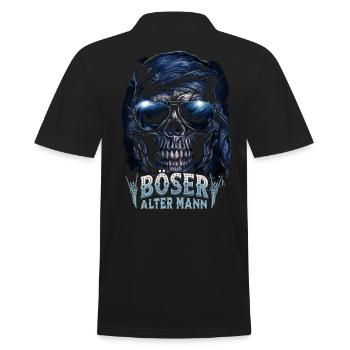Böser alter Mann Totenkopf – Rocker Spruch Design - Männer Poloshirt - Schwarz - Hinten - Kai (181cm)