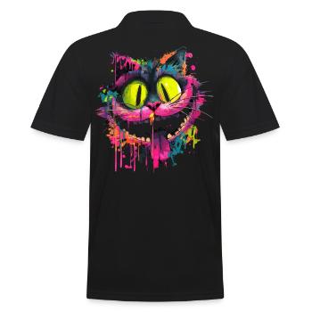 Colorful Psychedelic Cheshire Cat Street Art Style - Men's Polo Shirt - black - Back - Kai (181cm)