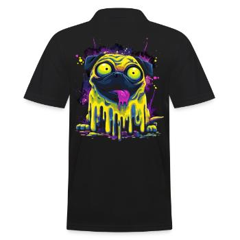 Trippy Psychedelischer Mops Bunter Graffiti Style - Männer Poloshirt - Schwarz - Hinten - Kai (181cm)