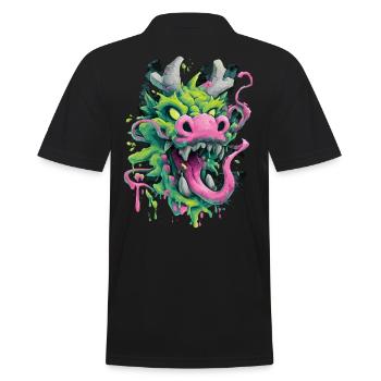 Tête de dragon psychédélique Japon Style Street Art - Polo Homme - noir - Dos - Kai (181cm)