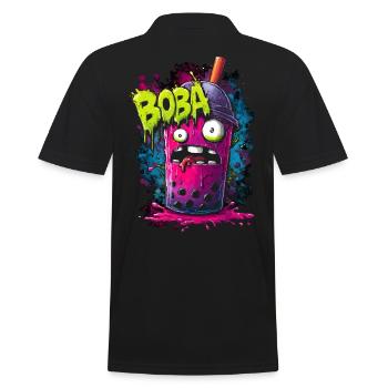 Boba Tea Monster dans le style street graffiti coloré - Polo Homme - noir - Dos - Kai (181cm)